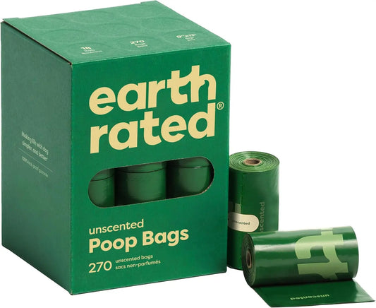 Dog Poop Bags, 270 Extra Thick and Strong Poop Bags for Dogs, Guaranteed Leak-Proof, Unscented, 18 Rolls, 15 Doggy Bags per Roll, Each Dog Poop Bag Measures 9 X 13 Inches